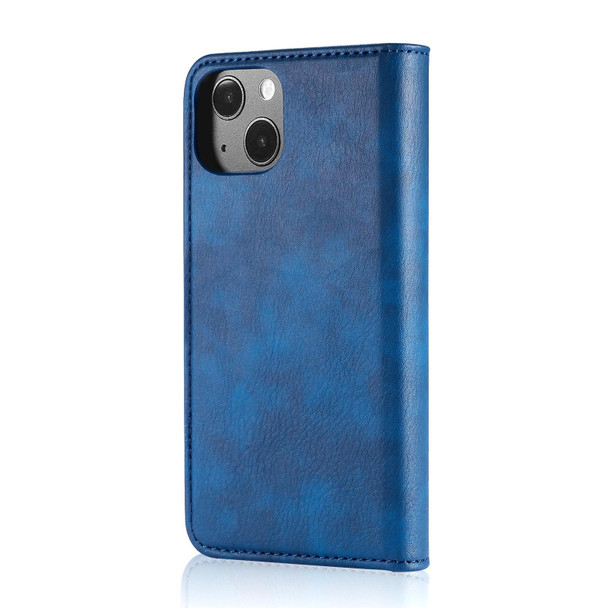 DG.MING Crazy Horse Texture Flip Detachable Magnetic Leatherette Case with Holder & Card Slots & Wallet - iPhone 13(Blue)