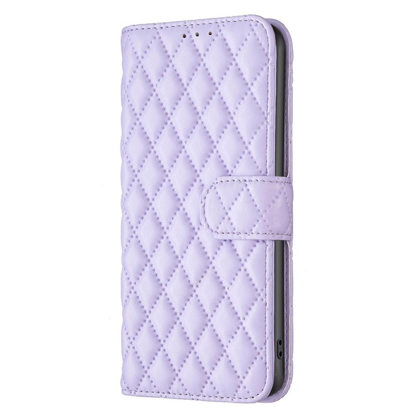 Diamond Lattice Wallet Leatherette Flip Phone Case - iPhone 13(Purple)