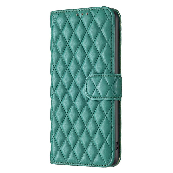 Diamond Lattice Wallet Leatherette Flip Phone Case - iPhone 13 Pro(Green)