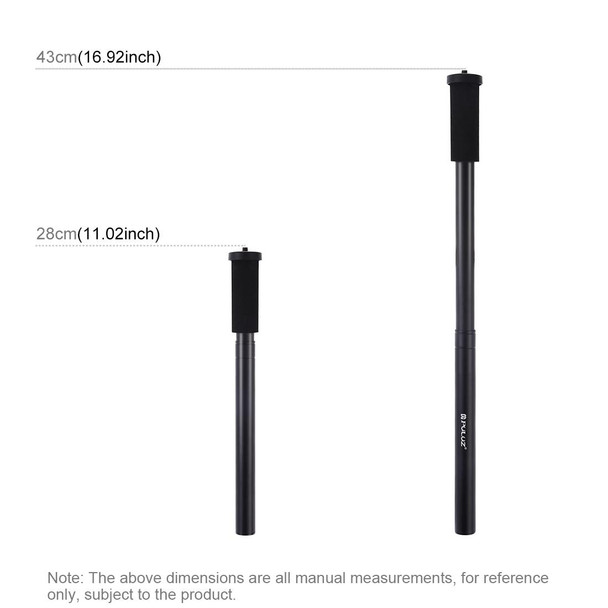 PULUZ  Handheld Adjustable Aluminum Alloy Tripod Mount Monopod Extension Central Shaft Rod