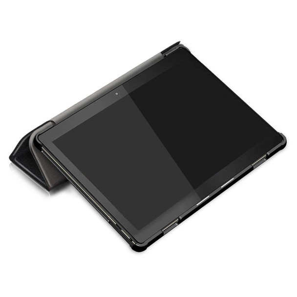 3-folding Custer Texture Deformation Flip Leatherette Case for Lenovo Tab M10 TB-X605F / X505F(Black)