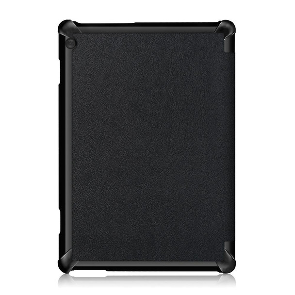 3-folding Custer Texture Deformation Flip Leatherette Case for Lenovo Tab M10 TB-X605F / X505F(Black)