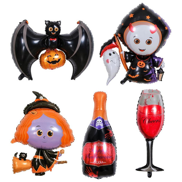 5 PCS 6016 Halloween Party Decorative Balloon Scene Arrangement Aluminum Film Balloon, Specification: Wine Bottle