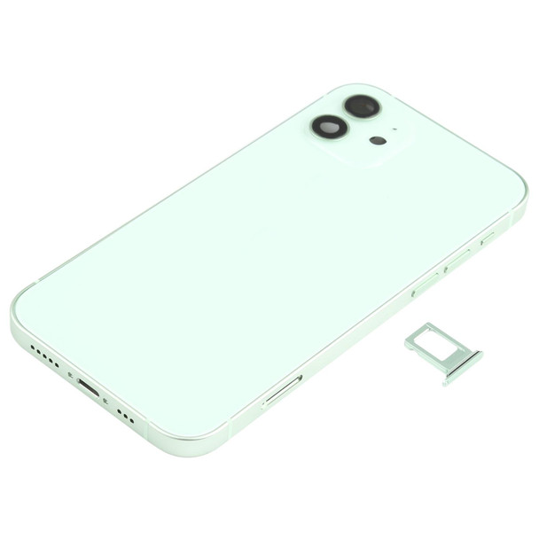 Battery Back Cover Assembly (with Side Keys & Loud Speaker & Motor & Camera Lens & Card Tray & Power Button + Volume Button + Charging Port & Wireless Charging Module) for iPhone 12(Green)