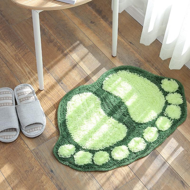 1390 Foot-shaped Non Slip Shaggy Soft Water Absorption Bedroom Bathroom Carpet Mat(Green)