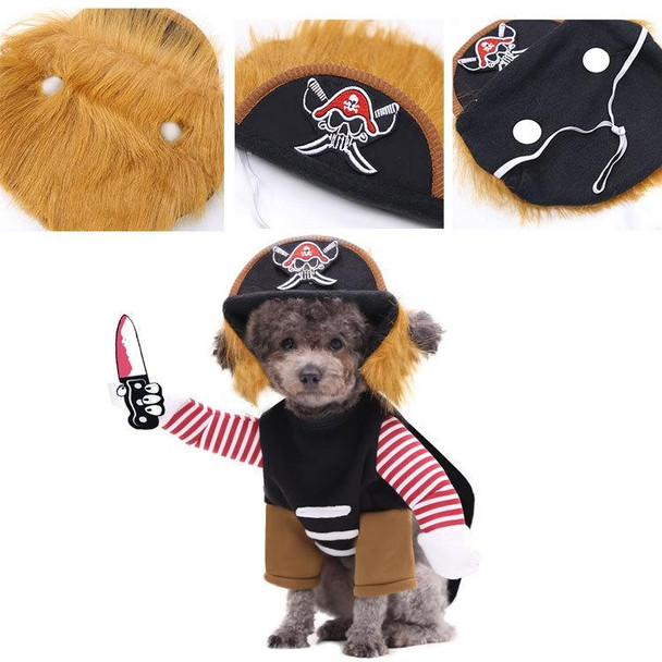 Dogs Cats Clothes Pet Supplies Horseback Transformations Halloween Funny Clothes, Colour: Murder Pirate Two-piece Suit, Size: M