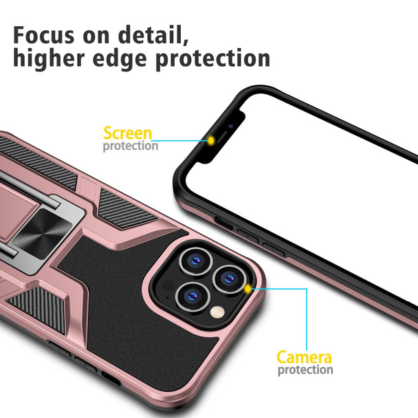 Armor 2 in 1 PC + TPU Magnetic Shockproof Case with Foldable Holder - iPhone 14 Pro(Rose Gold)