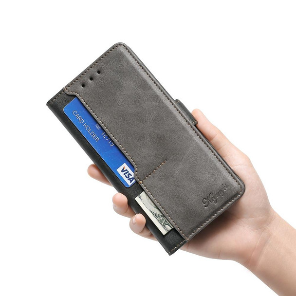 vivo S10/S10 Pro Contrast Color Side Buckle Leather Phone Case(Black + Grey)