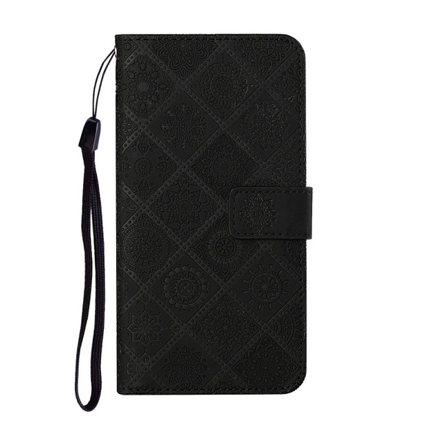 Ethnic Style Embossed Pattern Leatherette Phone Case - iPhone 13(Black)