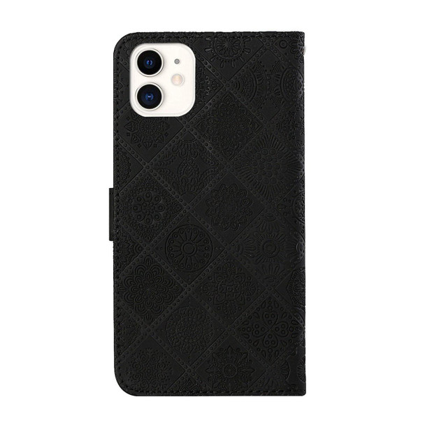 Ethnic Style Embossed Pattern Leatherette Phone Case - iPhone 13(Black)