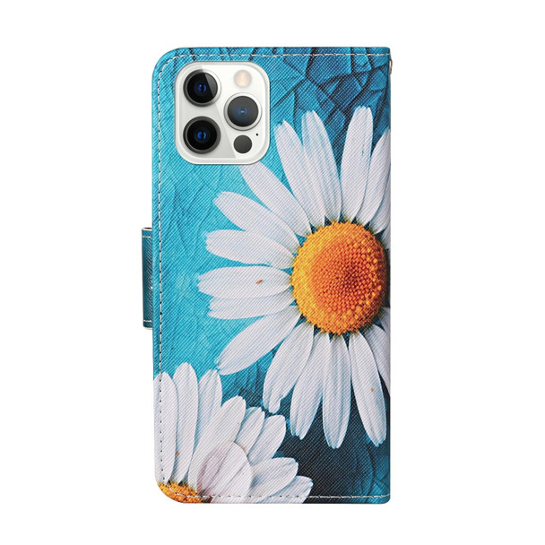 Colored Drawing Pattern Flip Leatherette Case - iPhone 13 Pro Max(Daisy)