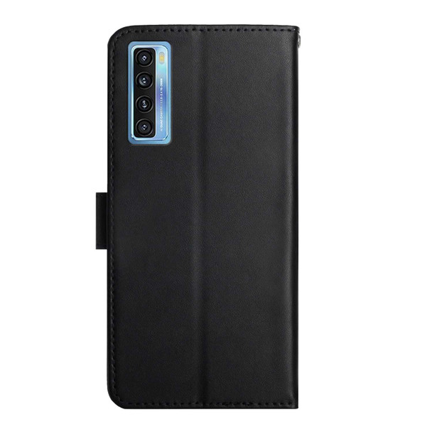 TCL 20L+ Genuine Leather Fingerprint-proof Flip Phone Case(Black)