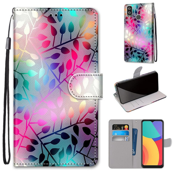 Alcatel 1L (2021) Coloured Drawing Cross Texture Horizontal Flip PU Leatherette Case with Holder & Card Slots & Wallet & Lanyard(Translucent Glass)