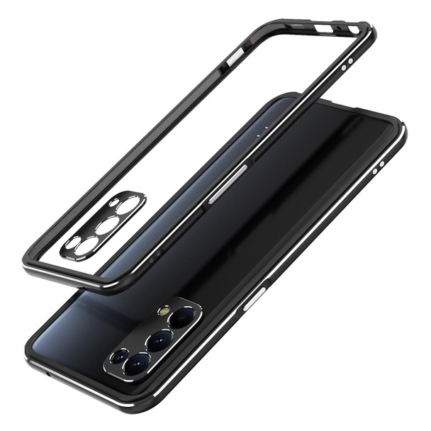 Aurora Series Lens Protector + Metal Frame Protective Case - OPPO Reno5(Black Silver)