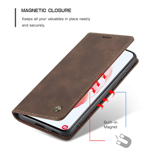Samsung Galaxy S21 5G CaseMe 013 Multifunctional Horizontal Flip Leather Case with Holder & Card Slot & Wallet(Coffee)