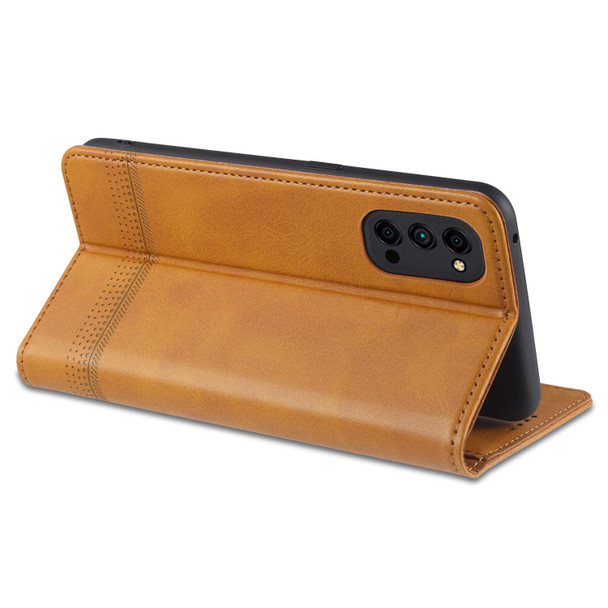 OPPO Reno4 / Reno4 Pro AZNS Magnetic Calf Texture Horizontal Flip Leather Case with Card Slots & Holder & Wallet(Dark Brown)