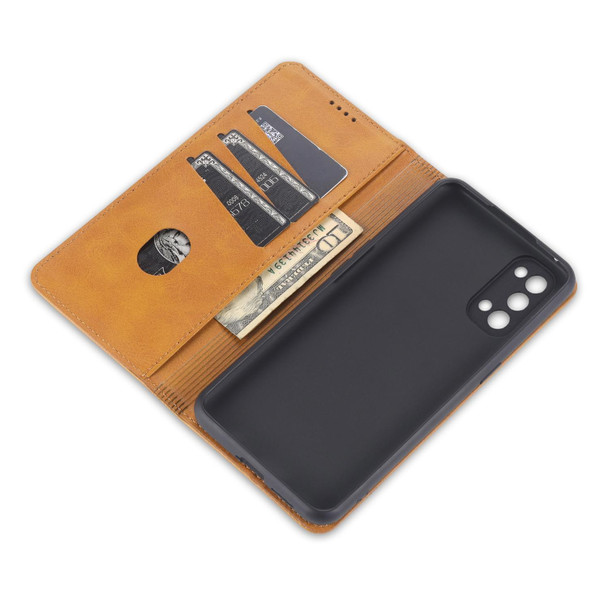 OPPO Reno4 / Reno4 Pro AZNS Magnetic Calf Texture Horizontal Flip Leather Case with Card Slots & Holder & Wallet(Dark Brown)