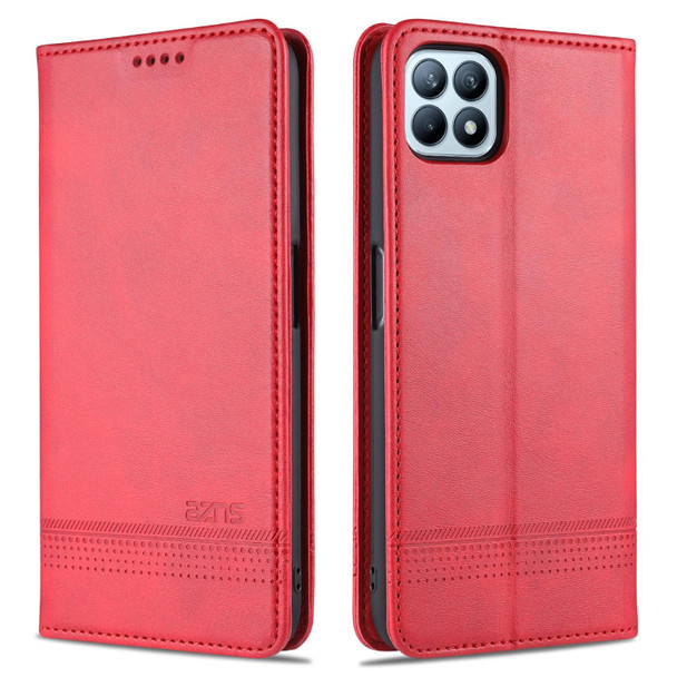 OPPO A72 5G AZNS Magnetic Calf Texture Horizontal Flip Leather Case with Card Slots & Holder & Wallet(Red)