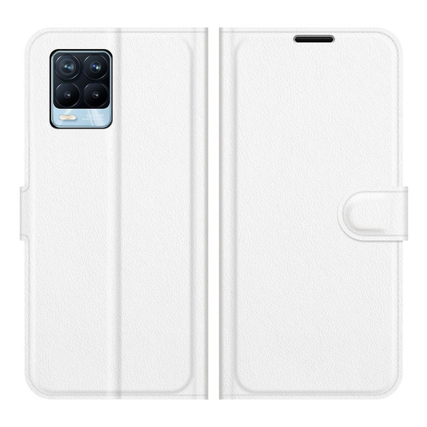 OPPO Realme 8 / 8 Pro 4G Litchi Texture Horizontal Flip Protective Case with Holder & Card Slots & Wallet(White)