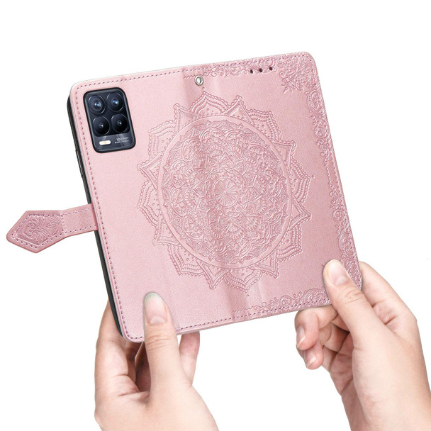 OPPO Realme 8 / 8 Pro 4G Mandala Embossing Pattern Horizontal Flip Leather Case with Holder & Card Slots & Wallet & Lanyard(Rose Gold)