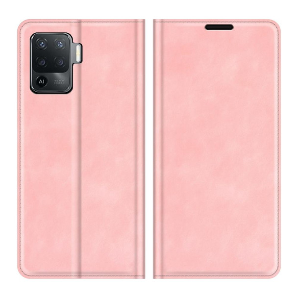 OPPO A94 4G / F19 Pro / Reno5 Lite Retro-skin Business Magnetic Suction Leather Case with Holder & Card Slots & Wallet(Pink)