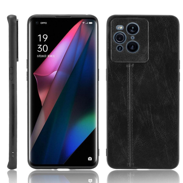 OPPO Find X3 / Find X3 Pro Shockproof Sewing Cow Pattern Skin PC + PU + TPU Case(Black)