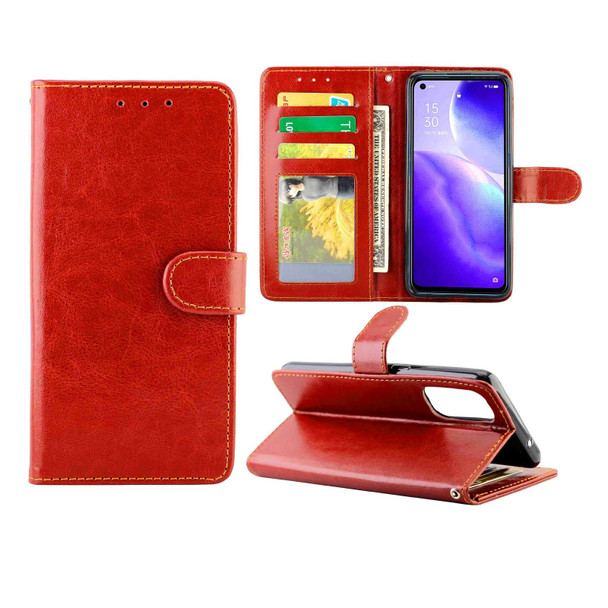 OPPO Reno5 5G Crazy Horse Texture Leather Horizontal Flip Protective Case with Holder & Card Slots & Wallet & Photo Frame(Brown)