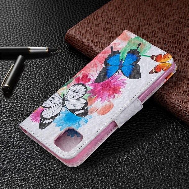 OPPO Realme C11 Colored Drawing Pattern Horizontal Flip Leather Case with Holder & Card Slots & Wallet(Butterflies)