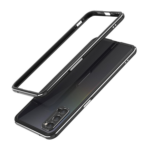 OPPO Reno4 Aluminum Alloy Shockproof Protective Bumper Frame(Black Silver)