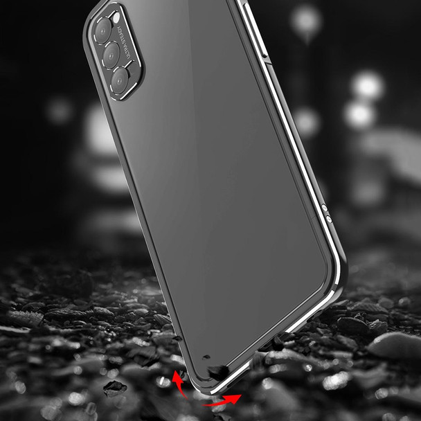 OPPO Reno4 Aluminum Alloy Shockproof Protective Bumper Frame(Black Silver)