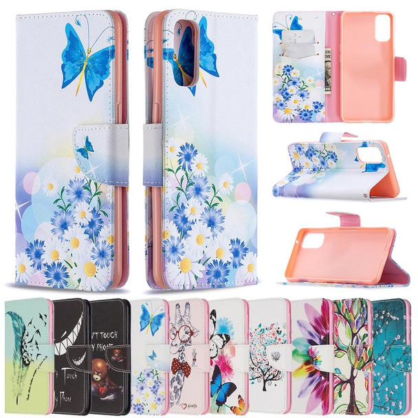 OPPO Reno4 5G Colored Drawing Pattern Horizontal Flip Leather Case with Holder & Card Slots & Wallet(Feather Bird)