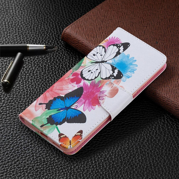 OPPO Reno4 5G Colored Drawing Pattern Horizontal Flip Leather Case with Holder & Card Slots & Wallet(Butterfly)