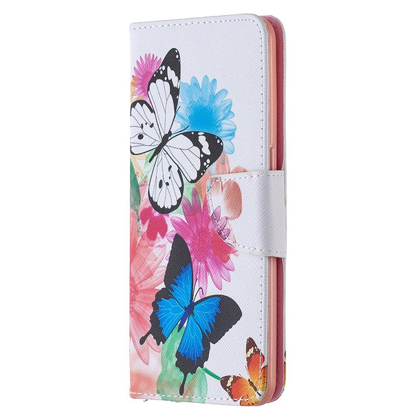 OPPO Reno4 5G Colored Drawing Pattern Horizontal Flip Leather Case with Holder & Card Slots & Wallet(Butterfly)