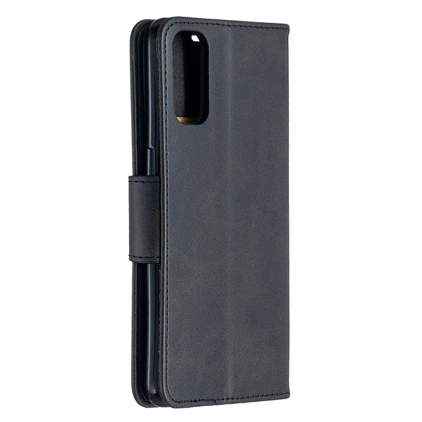 OPPO Reno4 5G Retro Lambskin Texture Pure Color Horizontal Flip PU Leather Case with Holder & Card Slots & Wallet & Lanyard(Black)