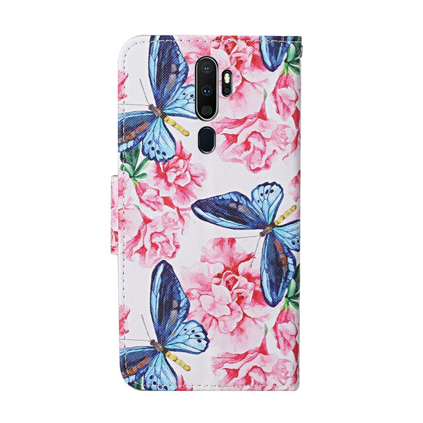 OPPO A5 (2020) Colored Drawing Pattern Horizontal Flip Leather Case with Holder & Card Slots & Wallet(Butterfly and Flowers)