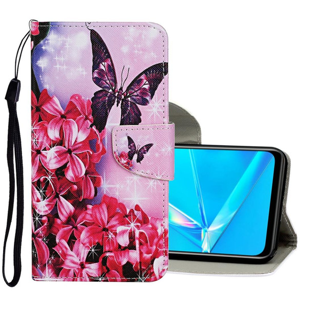 OPPO Realme 6 Colored Drawing Pattern Horizontal Flip Leather Case with Holder & Card Slots & Wallet(Purple Butterfly)