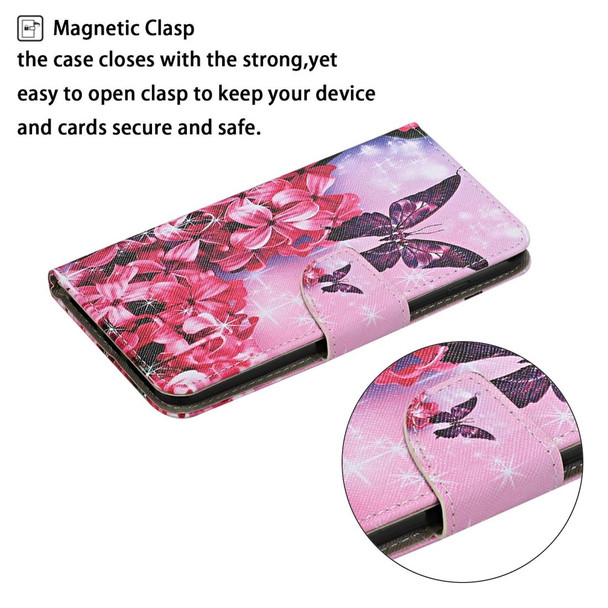 OPPO Realme 6i Colored Drawing Pattern Horizontal Flip Leather Case with Holder & Card Slots & Wallet(Purple Butterfly)