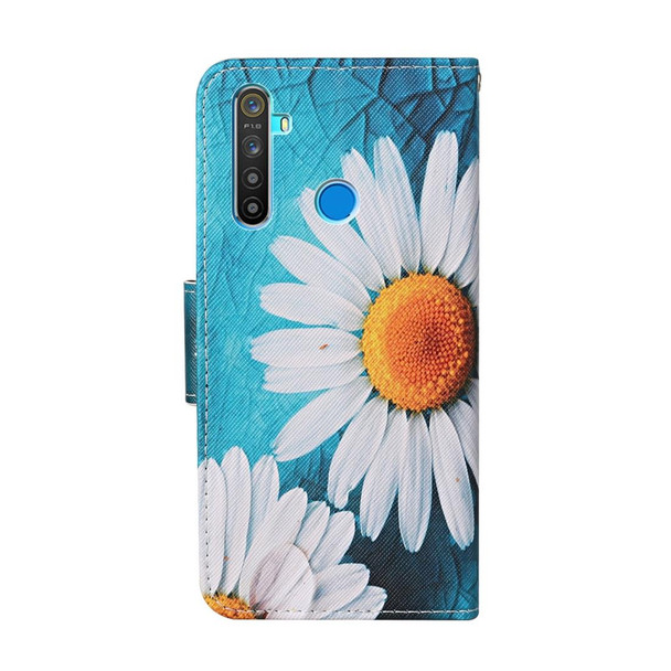 OPPO Realme 5 Colored Drawing Pattern Horizontal Flip Leather Case with Holder & Card Slots & Wallet(Chamomile)