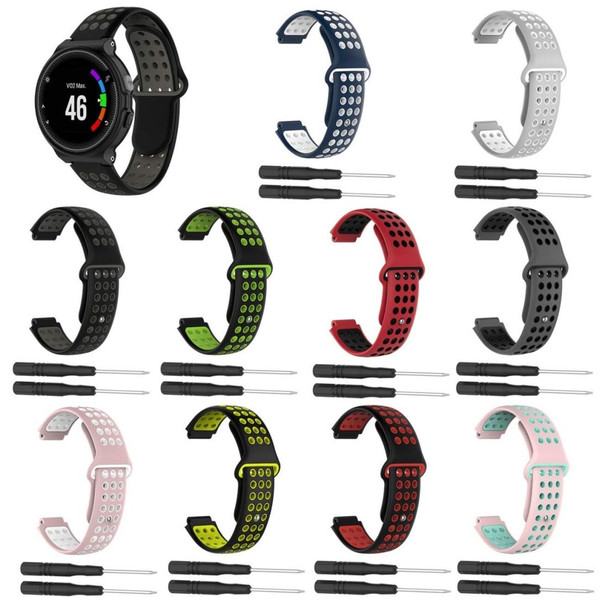 Double Colour Silicone Sport Watch Band - Garmin Forerunner 220 / Approach S5 / S20(Black Grey)