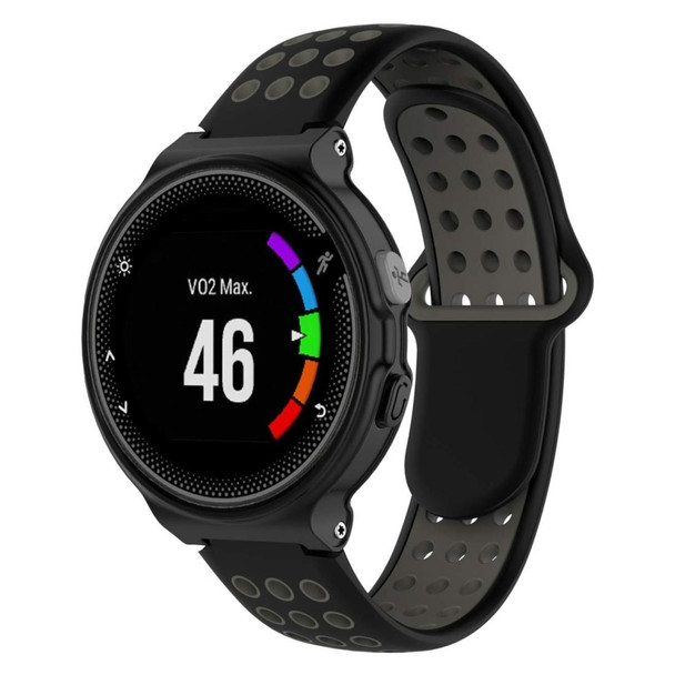 Double Colour Silicone Sport Watch Band - Garmin Forerunner 220 / Approach S5 / S20(Black Grey)