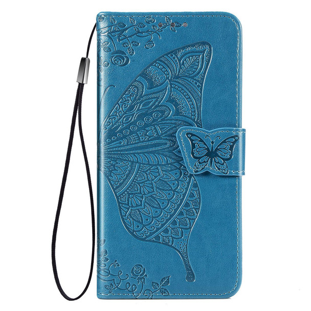 OPPO Realme V3 Butterfly Love Flower Embossed Horizontal Flip Leather Case with Bracket / Card Slot / Wallet / Lanyard(Blue)