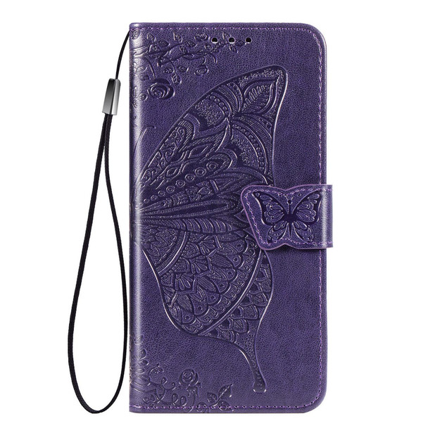 OPPO Realme V3 Butterfly Love Flower Embossed Horizontal Flip Leather Case with Bracket / Card Slot / Wallet / Lanyard(Dark Purple)