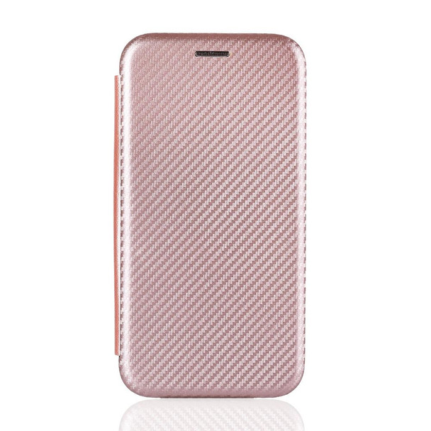 OPPO Realme V5 / Realme Q2 Carbon Fiber Texture Magnetic Horizontal Flip TPU + PC + PU Leather Case with Card Slot(Pink)