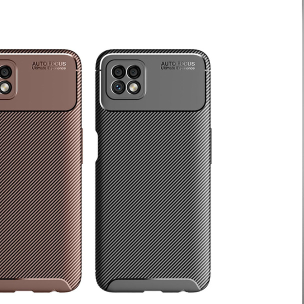 OPPO Reno4 Lite Carbon Fiber Texture Shockproof TPU Case(Brown)