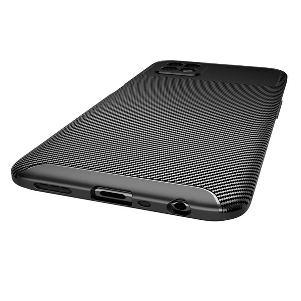 OPPO Reno4 Lite Carbon Fiber Texture Shockproof TPU Case(Brown)