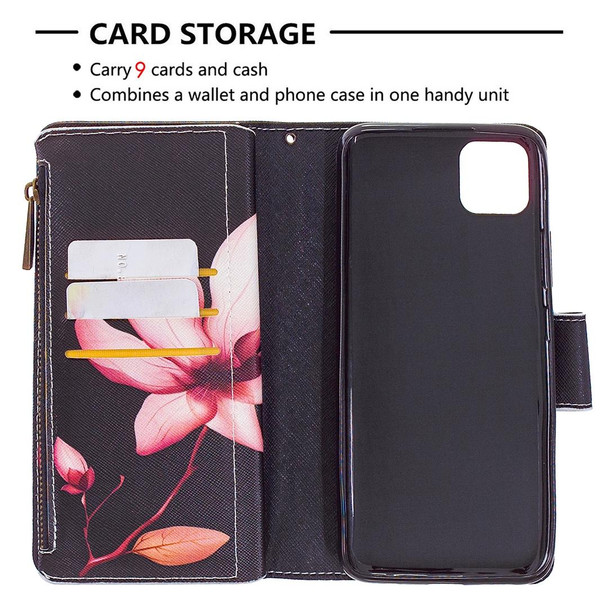 OPPO Realme C11 Colored Drawing Pattern Zipper Horizontal Flip Leather Case with Holder & Card Slots & Wallet(Lotus)