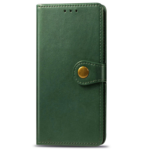 Oppo Reno4 Pro 4G Retro Solid Color Leather Buckle Phone Case with Lanyard & Photo Frame & Card Slot & Wallet & Stand Function(Green)