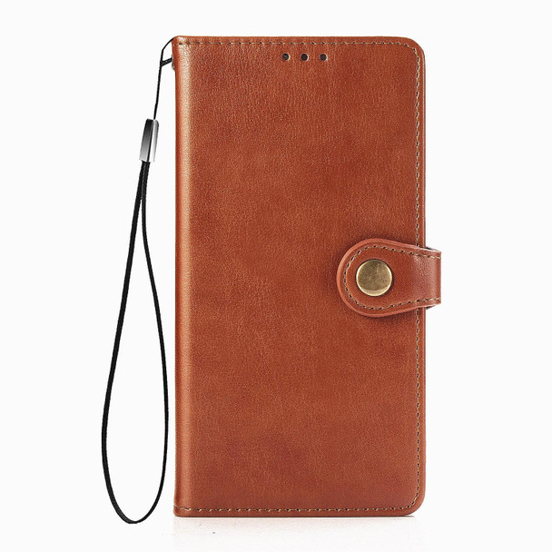 Oppo Reno4 4G Retro Solid Color Leather Buckle Phone Case with Lanyard & Photo Frame & Card Slot & Wallet & Stand Function(Brown)