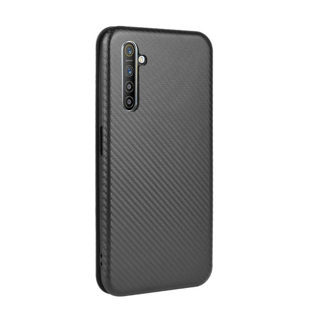 OPPO Realme XT / X2 / K5 Carbon Fiber Texture Magnetic Horizontal Flip TPU + PC + PU Leather Case with Card Slot(Black)