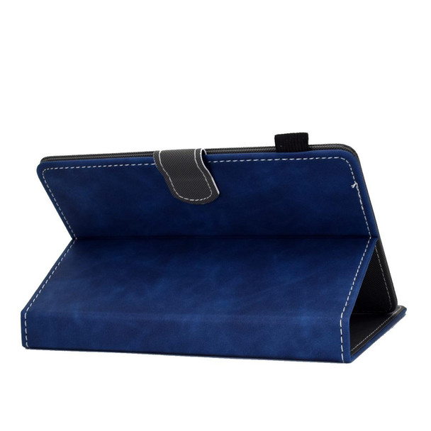 8 inch Tablet PC Universal Cowhide Texture Horizontal Flip Leatherette Case with Holder & Card Slots & Pen Slot(Blue)